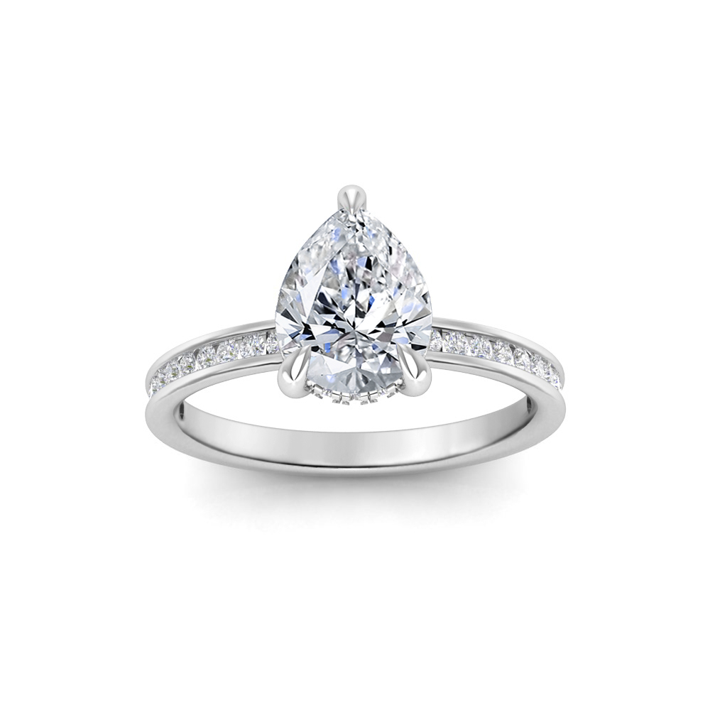 Diamond Channel Set Engagement Ring with Surprise Diamond Accent by MDC Diamonds | White