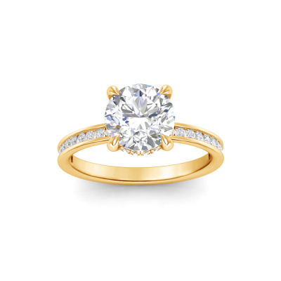 2 Ct Round Lab Diamond & .33 Ctw Diamond Surprise Channel Set Hidden Halo Engagement Ring