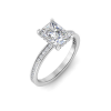 2.50 Ct Radiant Colorless Lab Diamond & .53 Ctw Surprise Channel Set Hidden Halo Engagement Ring
