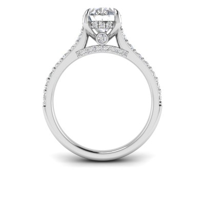 2 Ct Oval Moissanite & .42 Ctw Diamond Gala Hidden Halo Engagement Ring