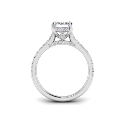 2 Ct Emerald Lab Diamond & 0.42 Ctw Diamond Gala Hidden Halo Engagement Ring