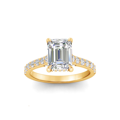 1.42 Ctw Emerald Diamond Gala Hidden Halo Engagement Ring