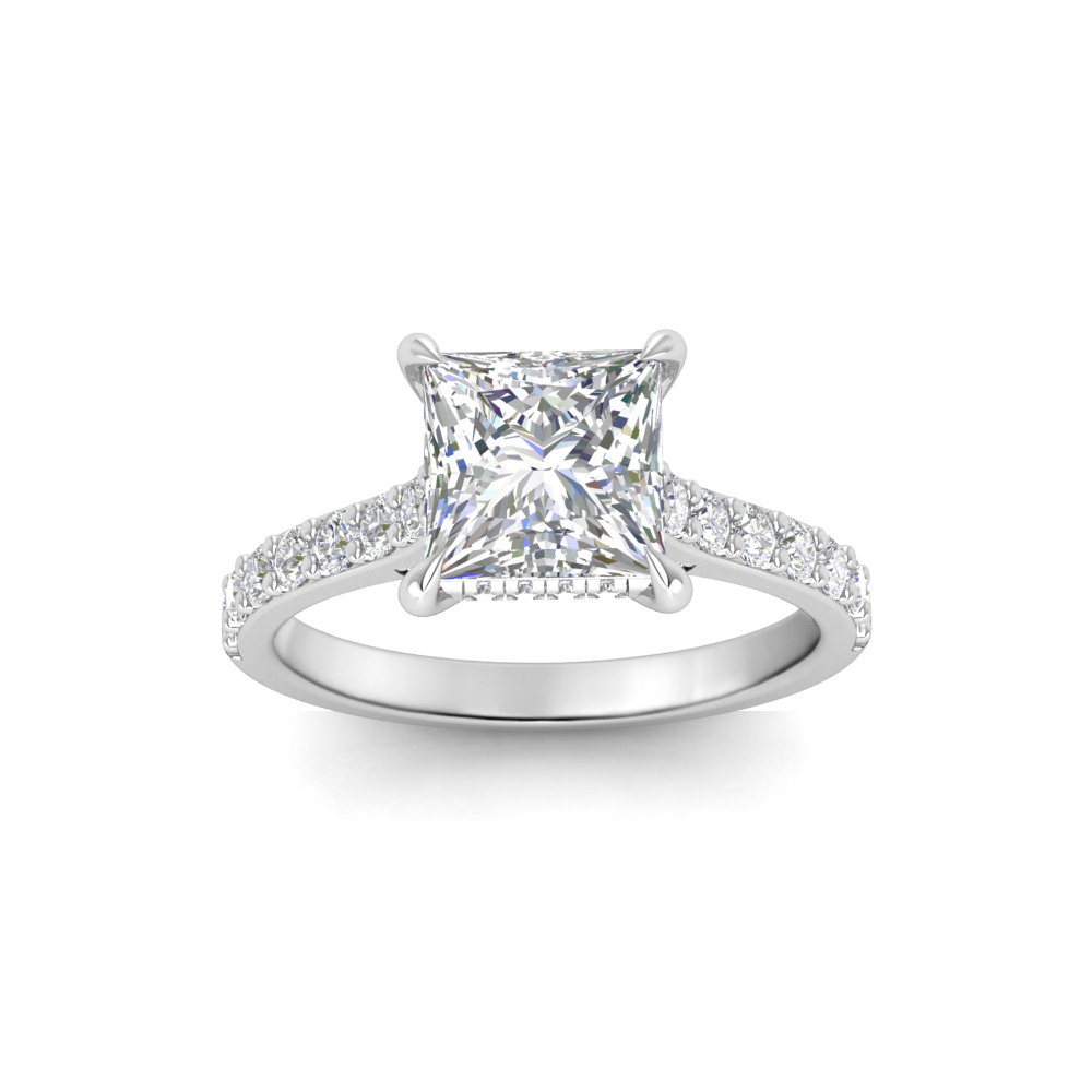 1.5 Ct Princess Lab Diamond & 0.42 Ctw Gala Hidden Halo Engagement Ring
