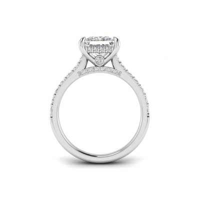 1.5 Ct Princess Lab Diamond & 0.42 Ctw Diamond Gala Hidden Halo Engagement Ring