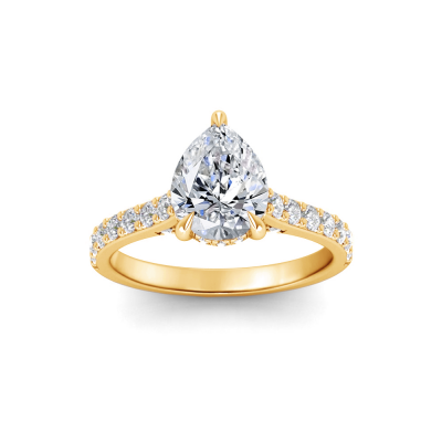 2 Ct Pear Lab Diamond & 0.42 Ctw Gala Hidden Halo Engagement Ring