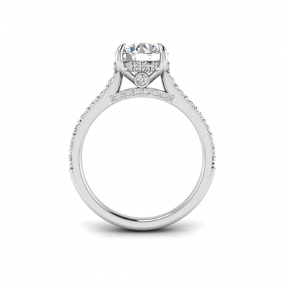 2 Ct Round Moissanite & 0.42 Ctw Lab DIamond Gala Hidden Halo Engagement Ring