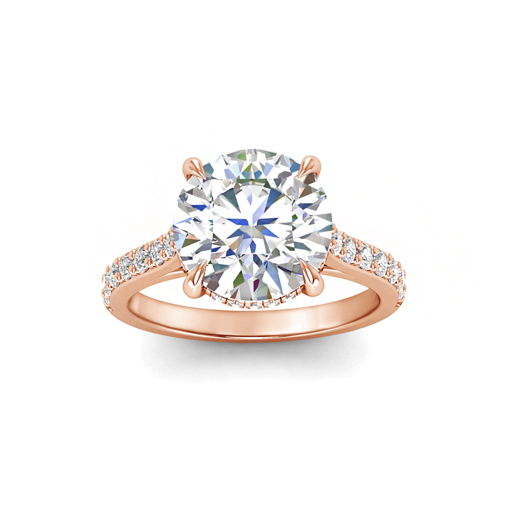 5 Ct Round Colorless Lab Diamond & 0.42 Ctw Gala Hidden Halo Engagement Ring