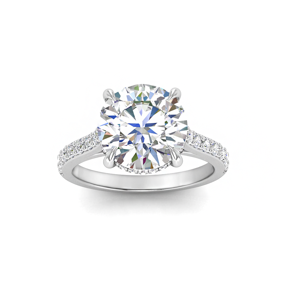 5 Ct Round Colorless Lab Diamond & 0.42 Ctw Gala Hidden Halo Engagement Ring