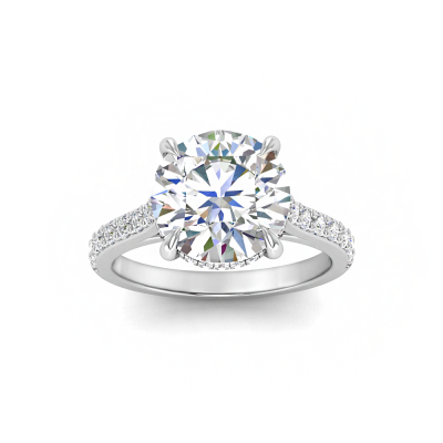 2.92 Ctw Round CZ Gala Hidden Halo Engagement Ring