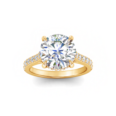 3 Ct Round Lab Diamond & 0.42 Ctw Gala Hidden Halo Engagement Ring