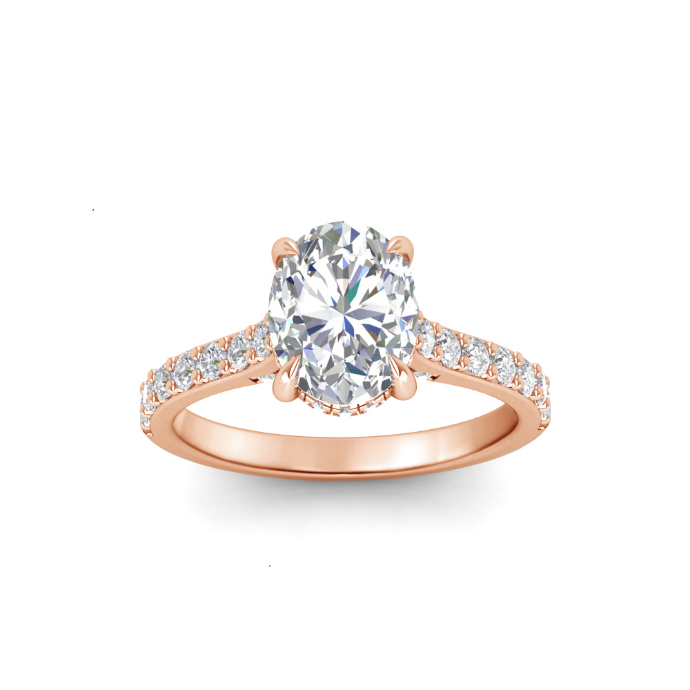 1.42 Ctw Oval Diamond Gala Hidden Halo Engagement Ring