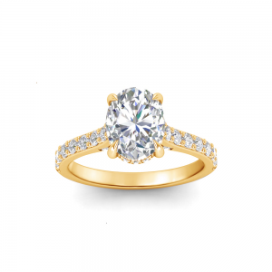 2 Ct Oval Lab Diamond & 0.42 Ctw Gala Hidden Halo Engagement Ring