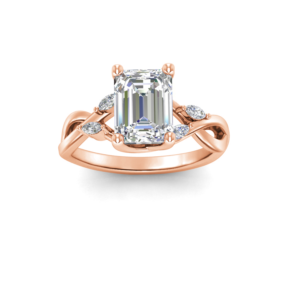 2.66 Ctw Emerald CZ Vine Engagement Ring