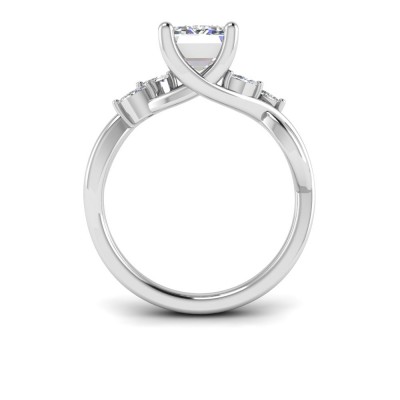 2 Ct Emerald Lab Diamond & 0.16 Ctw Marquise Diamond Vine Engagement Ring
