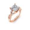 1 Ct Princess Lab Diamond & 0.16 Ctw Marquise Diamond Vine Engagement Ring