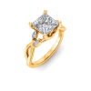 2.5 Ct Princess Lab Diamond & 0.16 Ctw Marquise Diamond Vine Engagement Ring