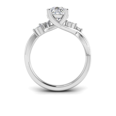 2 Ct Pear Lab Diamond & 0.16 Ctw Marquise Diamond Vine Engagement Ring