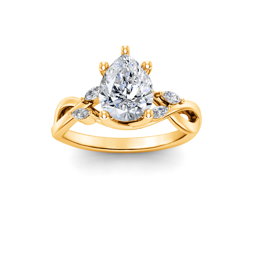 1.66 Ctw Pear Diamond & Marquise Vine Engagement Ring