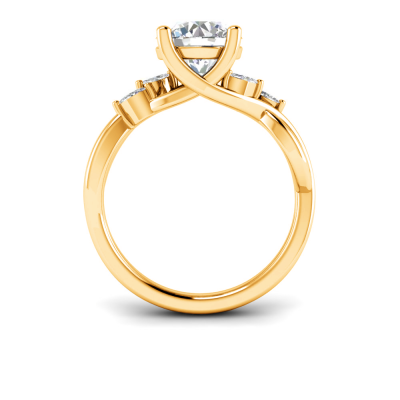 2.5 Ct Round Lab Diamond & 0.16 Ctw Marquise Diamond Vine Engagement Ring