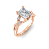 3 Ct Radiant Lab Diamond & 0.16 Ctw Marquise Diamond Vine Engagement Ring