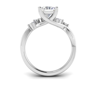 2 Ct Radiant Lab Diamond & 0.16 Ctw Marquise Diamond Vine Engagement Ring