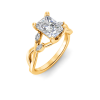 2 Ct Radiant Moissanite & 0.16 Ctw Marquise Diamond Vine Engagement Ring