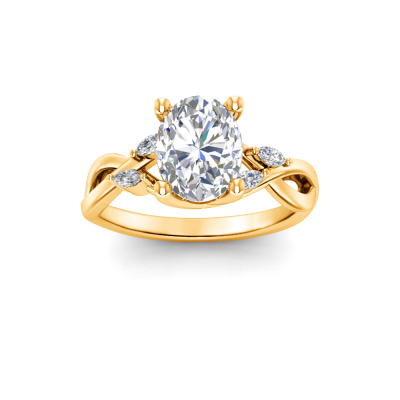 2 Ct Oval Lab Diamond & 0.16 Ctw Marquise Diamond Vine Engagement Ring