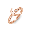 Crescent Moon Birthstone Open Ring