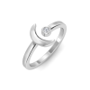 Crescent Moon Birthstone Open Ring