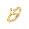 Crescent Moon Birthstone Open Ring