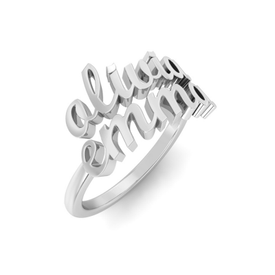 Double Script Name Ring