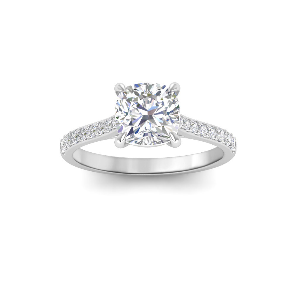 2 Ct Cushion Moissanite & .27 Ctw Diamond Surprise Pavé Cathedral Engagement Ring