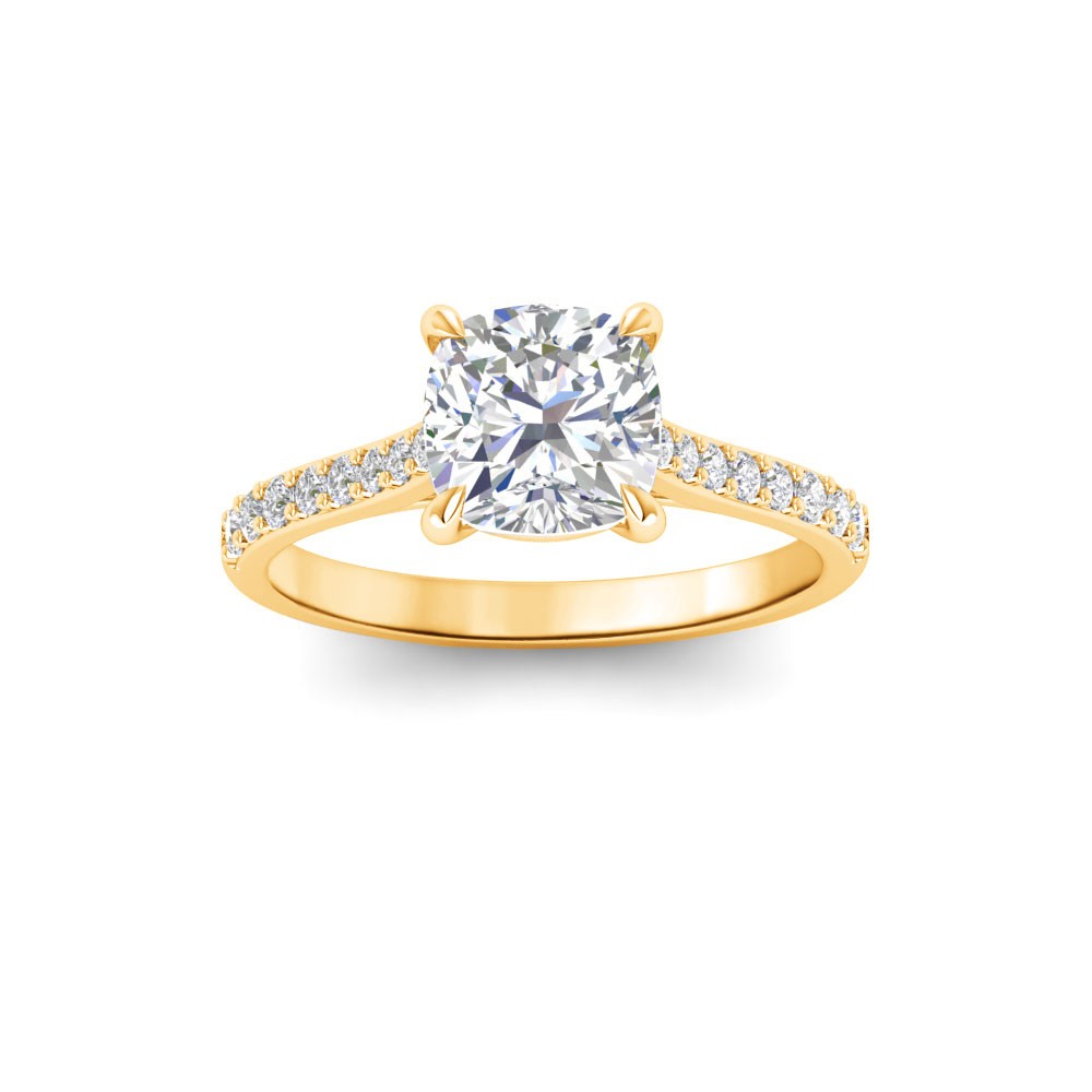 2 Ct Cushion Lab Diamond & .27 Ctw Diamond Surprise Pavé Cathedral Engagement Ring