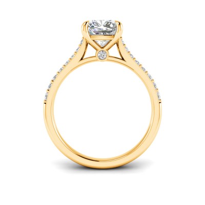 2 Ct Cushion Lab Diamond Surprise Pavé Cathedral Engagement Ring