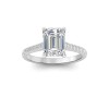 3 Ct Emerald Lab Diamond & .27 Ctw Diamond Surprise Pavé Cathedral Engagement Ring