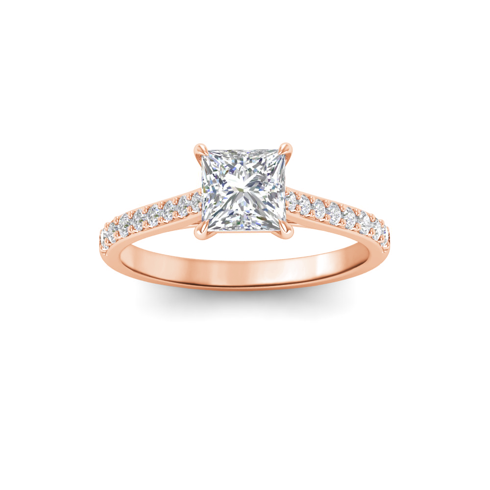 1.27 Ctw Princess CZ Surprise Pavé Cathedral Engagement Ring