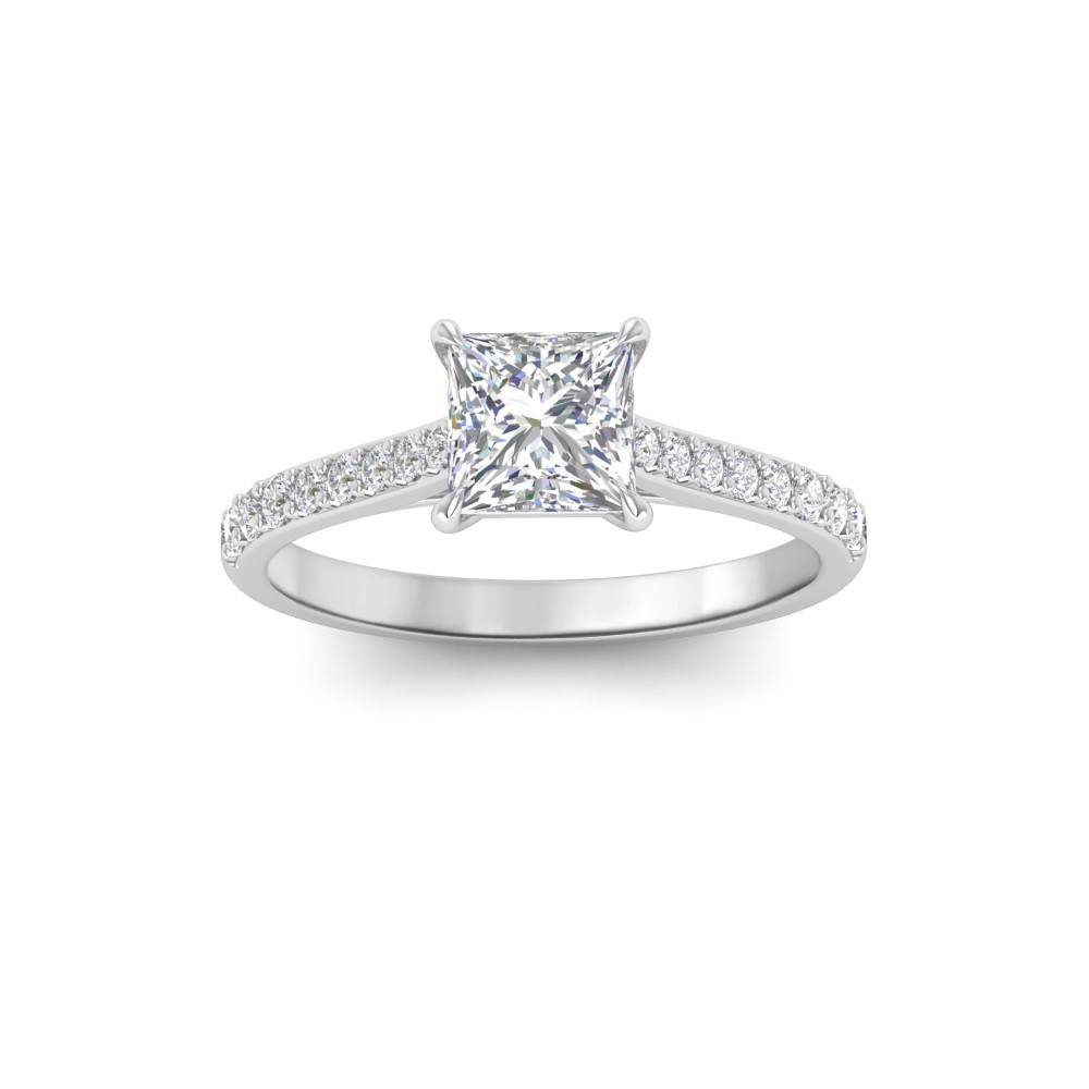 1 Ct Princess Lab Diamond & .27 Ctw Diamond Surprise Pavé Cathedral Engagement Ring