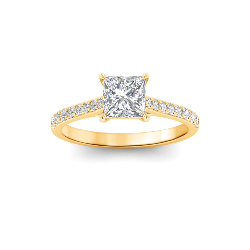 1 Ct Princess Lab Diamond & .27 Ctw Diamond Surprise Pavé Cathedral Engagement Ring