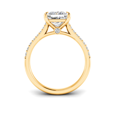 2 Ct Princess Lab Diamond & .27 Ctw Diamond Surprise Pavé Cathedral Engagement Ring