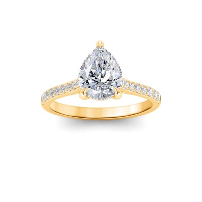 2 Ct Pear Lab Diamond Surprise Pavé Cathedral Engagement Ring