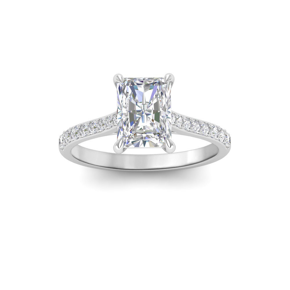 2.27 Ctw Radiant CZ Surprise Pavé Cathedral Engagement Ring