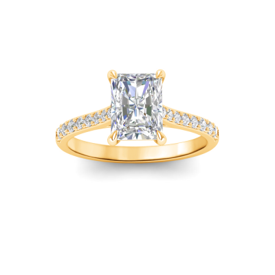 2 Ct Radiant Lab Diamond & .27 Ctw Diamond Surprise Pavé Cathedral Engagement Ring