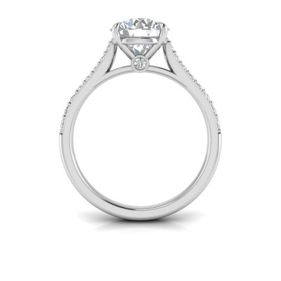 2 Ct Round Moissanite & .27 Ctw Surprise Diamond Pavé Cathedral Engagement Ring