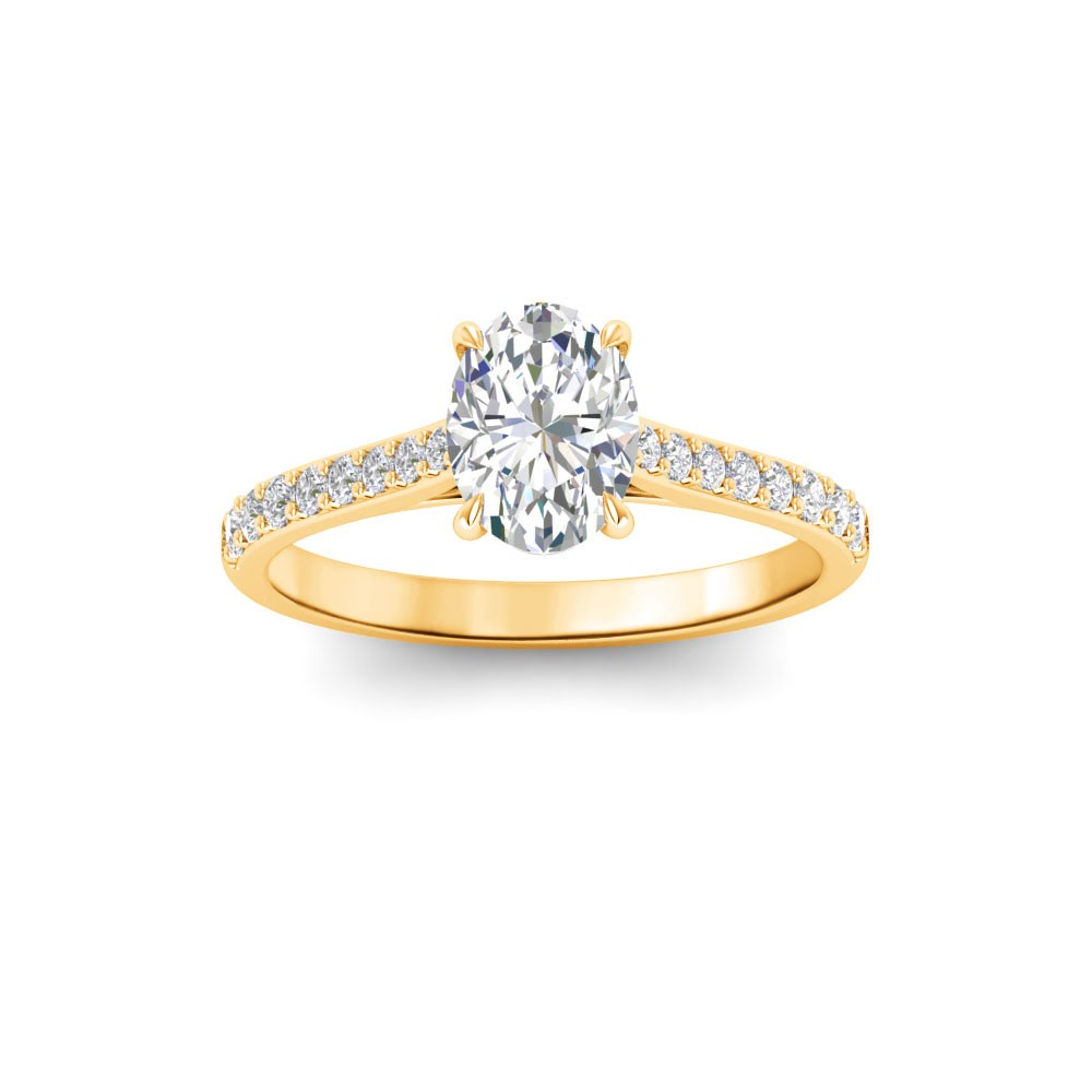 1.5 Ct Oval Moissanite & .27 Ctw Diamond Surprise Pavé Cathedral Engagement Ring