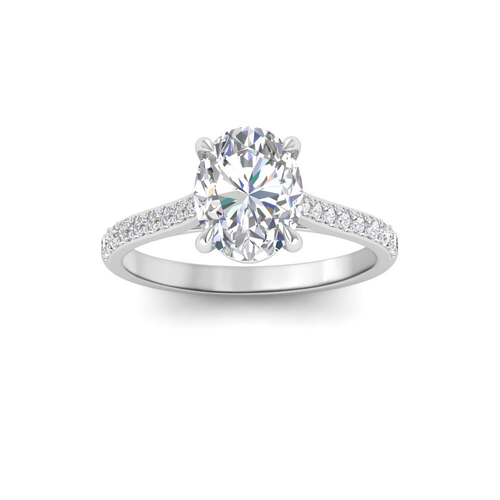 2.27 Ctw Oval Diamond Surprise Pavé Cathedral Engagement Ring
