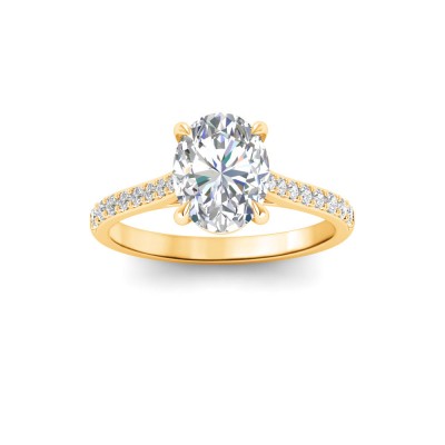2 Ct Oval Lab Diamond Surprise Pavé Cathedral Engagement Ring