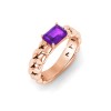 1 Ct Amethyst Emerald Cut Birthstone Cuban Ring