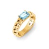 1 Ct Aquamarine Emerald Cut Birthstone Cuban Ring