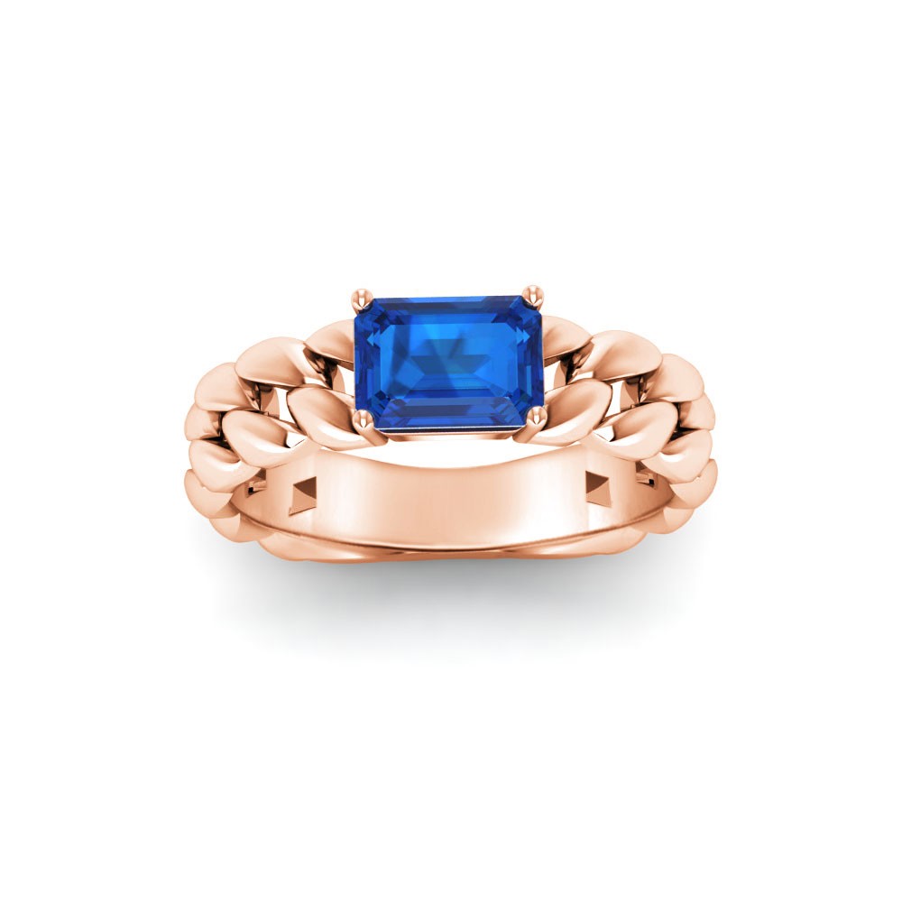 1 Ct Topaz Emerald Cut Birthstone Cuban Ring