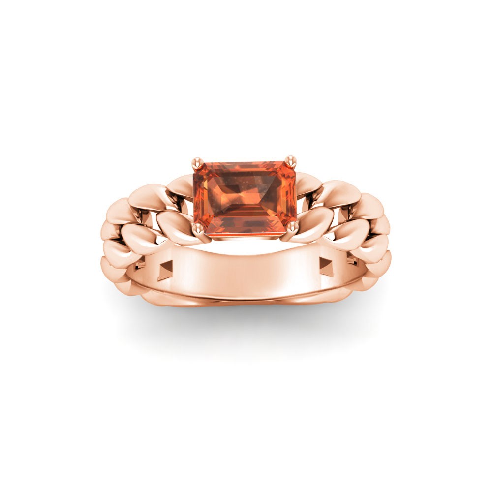 1 Ct Garnet Emerald Cut Birthstone Cuban Ring
